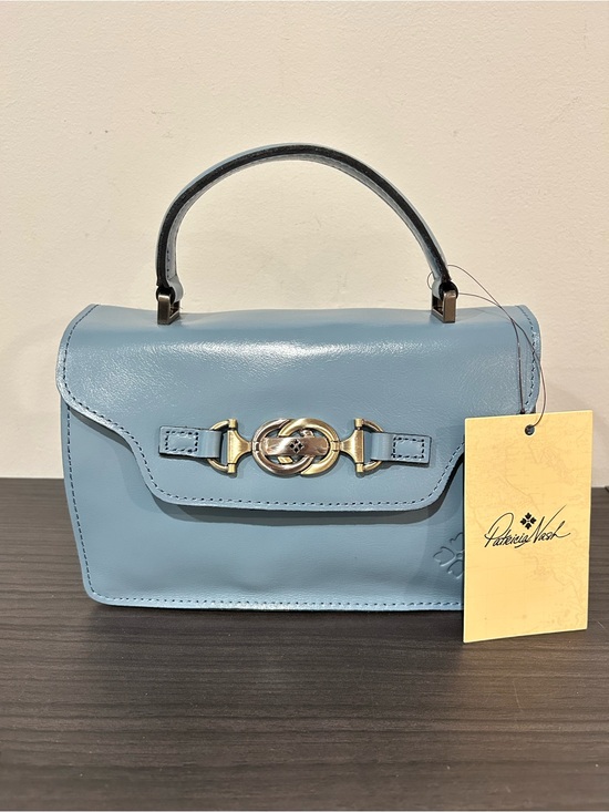 Patricia Nash Handbags - Patricia Nash Blue Fog Leather Porcili Satchel with Crossbody Strap- NWT
